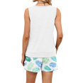 thumbnail image 7 of GILIGEGE Vacation Outfits for Women Elastic Waist Graphic Shorts and Sleeveless Tops 2 Piece Sets Hawaiian Outfits Scoop Neck Tank Tops and Beach Shorts Set Floral Short Set Bermuda Boho Shorts White, 7 of 7