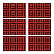 Red Black Checkerboard Checkered Pattern Summer Placemats Table Placemats Set Of 6-Linen Kitchen Washable Placemats Table Mats 11.8"x17.7" Non-Slip Heat Resistant
