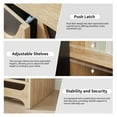 thumbnail image 3 of LEFHDA Black Geometric Pattern Design Sideboard Buffet Cabinet, Kitchen Storage Cabinet, 31.5" Accent Cabinet for Living Room, Kitchen, Dining Room, Entryway, Oak, 3 of 9