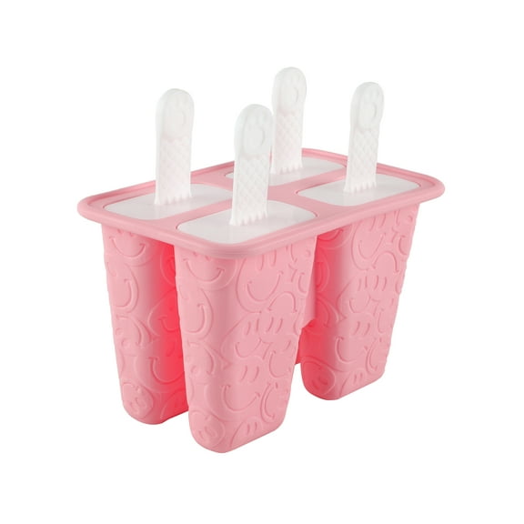 Embossed Smiley Face Silicone Ice Pop Molds - Reusable & Dishwasher Safe, Pink