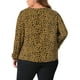 thumbnail image 3 of Blusa de trabajo casual para mujeres GRACE & GRANDEUR de talla grande, con cuello en V, de manga larga, con estampado de lunares, 2024, 2X, marrón, 3 of 6