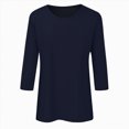thumbnail image 4 of Kaprioy Womens Summer Tops Women 3/4 Sleeve Round Neck T-Shirt Soft Cotton Casual Solid Color Top Breathable Loungewear Stretchy Basic Tee for Home Yoga, 4 of 4