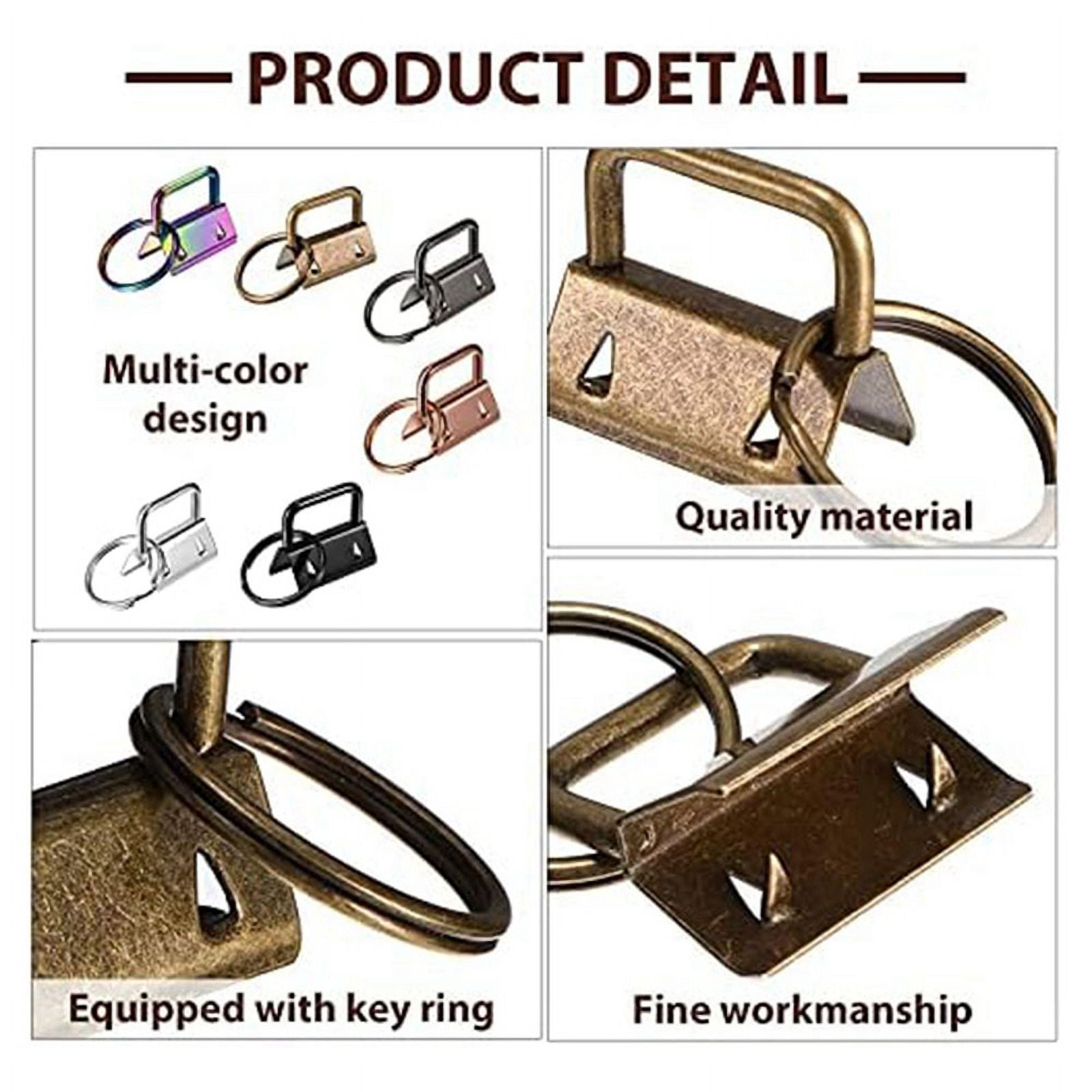 180 Pcs Key Fob Hardware 6 Colors Keychain Wristlet with Ring Chain 1 Inch