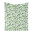 thumbnail image 1 of Nature Soft Flannel Fleece Throw Blanket, Botanical Leafage Pattern Forest Foliage Growth of Season Plants Organic, Cozy Plush for Indoor and Outdoor Use, 60" x 80", Emerald Green White, by Ambesonne, 1 of 6