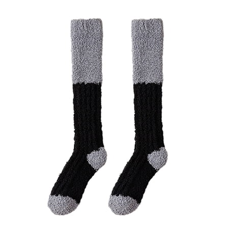 PWPSG Women s Calf Socks Home Slipper Stockings Cozy Fuzzy Warm Socks Sleeping Socks 2 Pair Spring Fall Winter Outfits Black Free Size