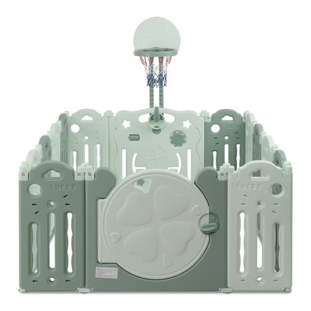 UBesGoo 14 Panel Baby Safety Activity Center Toddler Playpen, Green