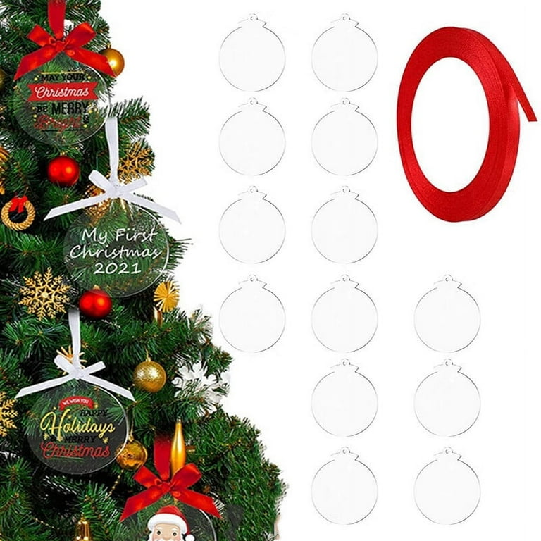 Cuteam 26Pcs Transparent Sublimation Ornament Blanks with Lanyard Double  Side Christmas Tree Sublimation Blanks Pendants Festive Supplies 