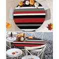 thumbnail image 3 of Round Tablecloth Abstract Red Black White Striped Elastic Edge Fitted Minimalist Plastic Table Cover,Waterproof Oil Proof for Dinner,Outdoor, Picnic, 45"- 54" DIA Tables, 3 of 8
