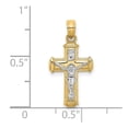thumbnail image 3 of Auriga 14K Yellow Gold W/ Rhodium Polished Block INRI Crucifix Cross Charm for Women (L-22mm, W-12mm), 3 of 6