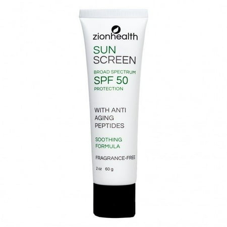 Zion Health Sun Screen Broad Spectrum SPF 50 Protection 2 oz Tube