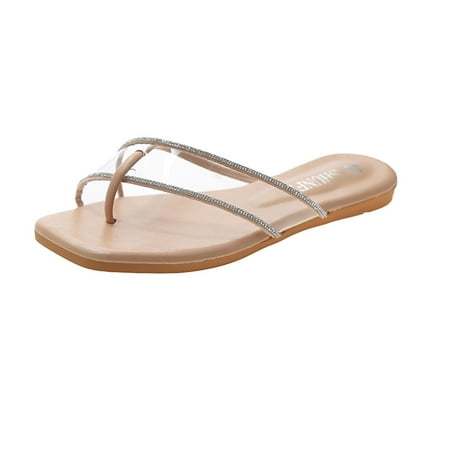 

Slippers Women Slippers House Shoes For Women Women Summer Clip-Toe Shoes Flats Ttransparent Casual Beach Sandals