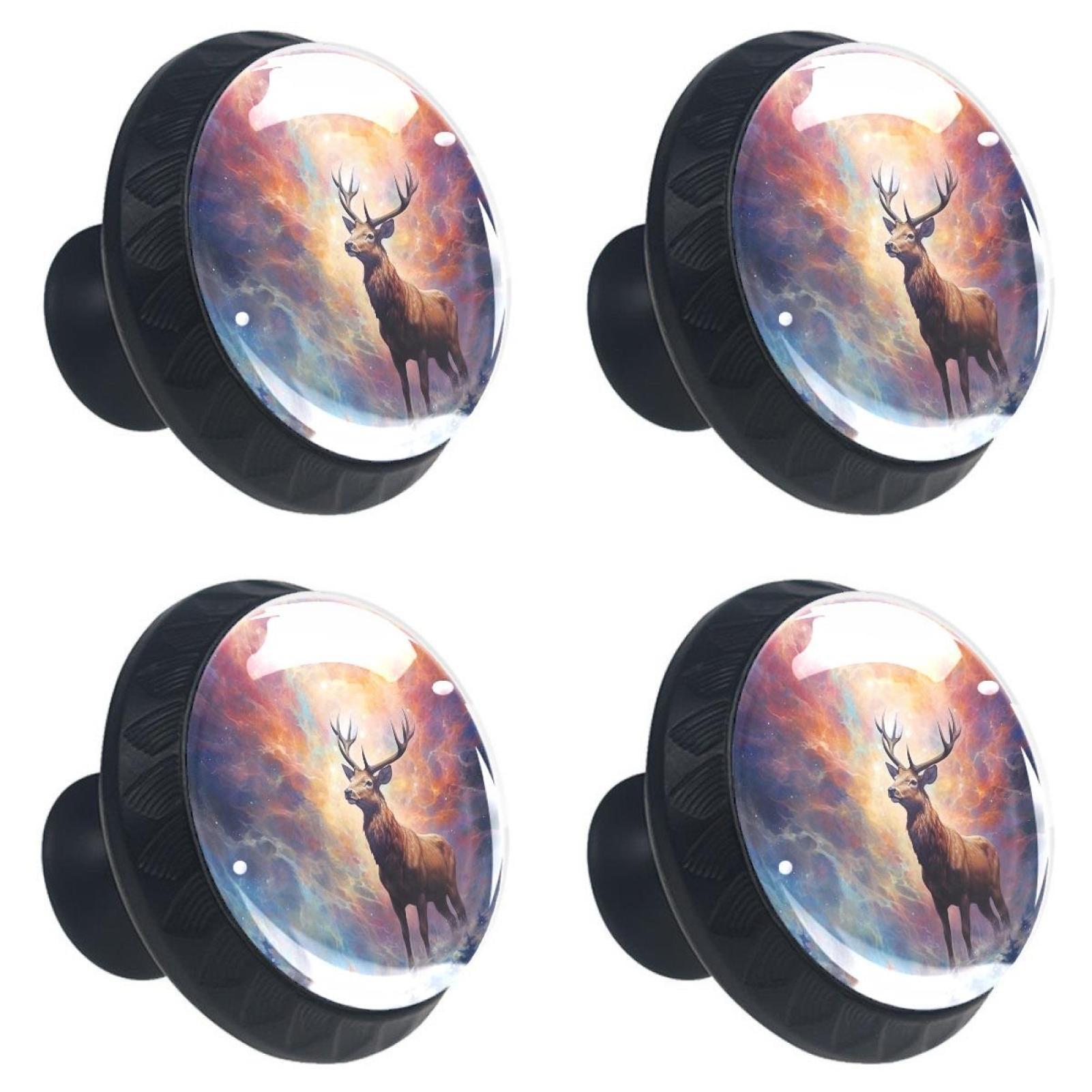 4 Pcs Deer Knobs for Kitchen Cabinet Cupboard Dresser Bookcase Drawer Pulls Handles Round Home Decor