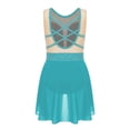 thumbnail image 3 of Sxiwei Gymnastics Leotard for Girls Shiny Rhinestone Mesh Patchwork Ballet Dance Dress Performance Blue Green 8, 3 of 5