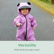 Cuddle Club One Piece Kids Rain Suit Waterproof Jacket Toddler Overalls, Brown Bear 18-24 Months