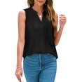 thumbnail image 2 of Tank Top for Women Loose Fit Sleeveless V Neck Camisole Dressy Casual Eyelet Summer Flowy Vest Blouse Black XL, 2 of 5