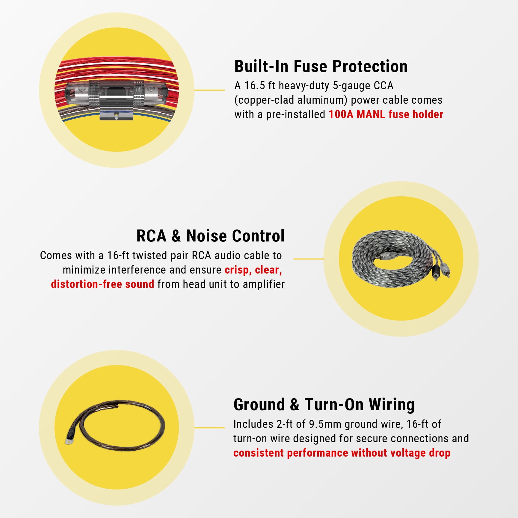 Scosche KPA5CC-WM1SD 1600-Watt Hybrid OFC/CCA Amplifier Install Wiring Kit with Twisted Pair Audio Cables