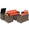 thumbnail image 1 of CoSoTower 6 Pieces Wicker Patio Furniture Set with Cushions, 7-Seater Rattan Patio Sofa Set with Storage Table, Orange, 1 of 7