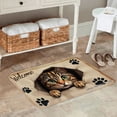 thumbnail image 2 of FJPT Welcome Cat Paw Print Non Slip Flannel Polyester Floor Mat For Bathroom Kitchen Bedroom Decor 16x24 inch, 2 of 5