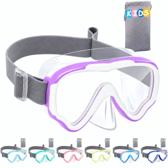 Vvinca Kids-Goggles with Nose Cover, Diving Mask Elastic Fabric Strap Anti Fog Anti Shattered Lens for Kids Swim Goggles 3-14