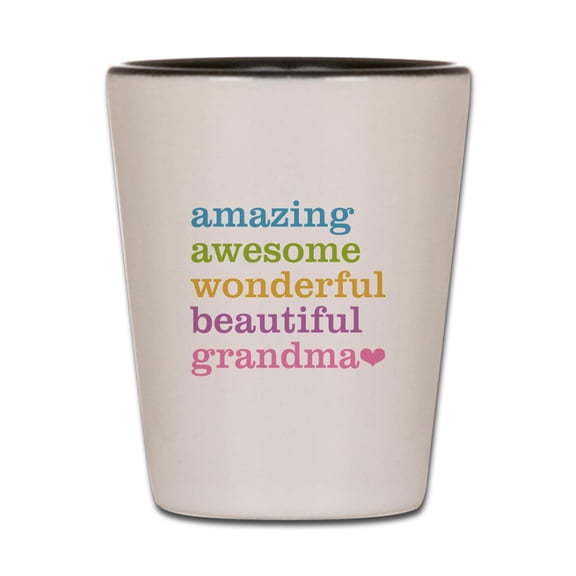 CafePress - Amazing Grandma - White/Black Shot Glass, Unique and Funny Shot Glass
