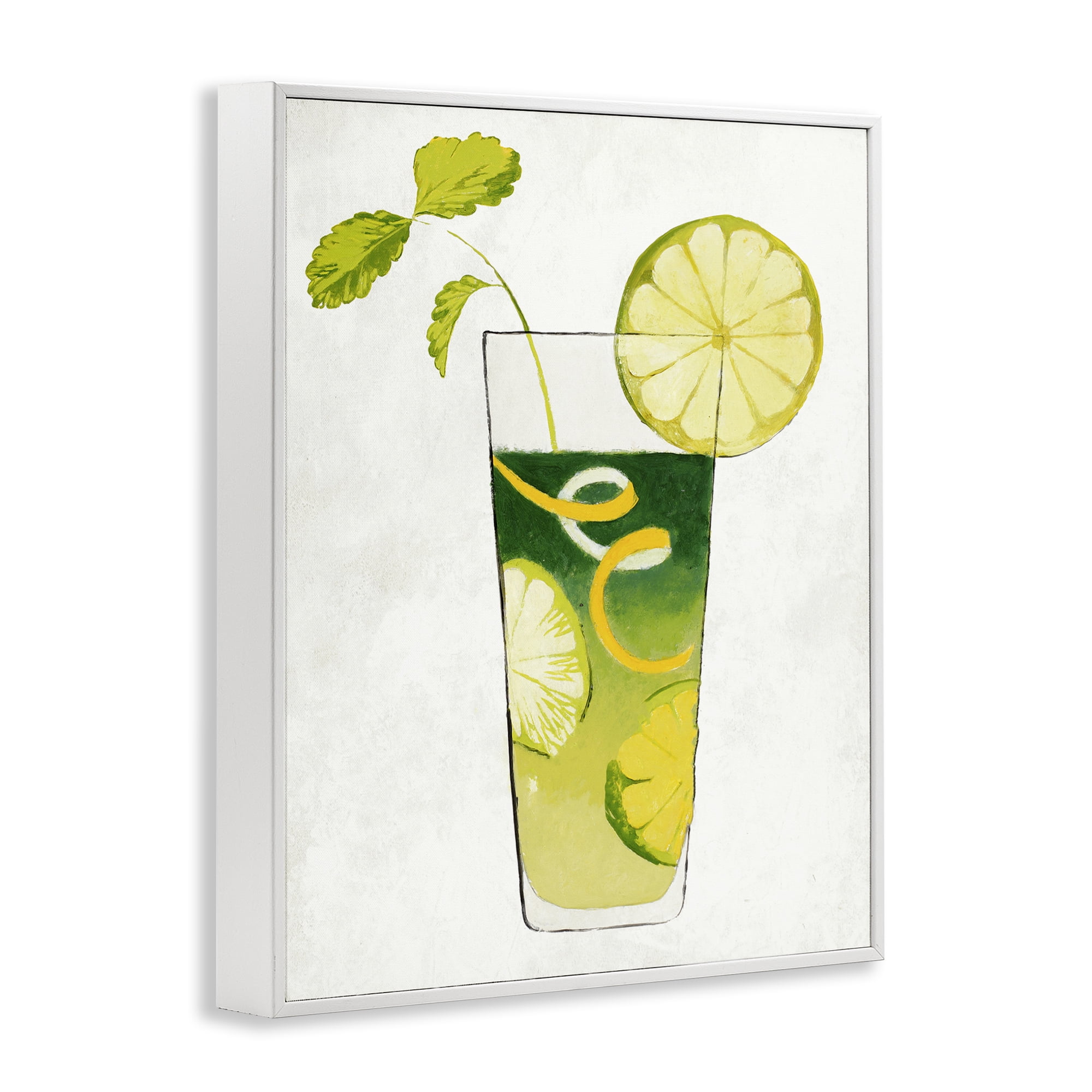 Stupell Industries Summer Cocktail Lime Mint White Framed Giclee Art, design by Lorenzo Collective