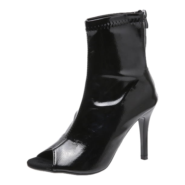NECHOLOGY Zapatos Botines para mujer Botas informales de tacón para mujer botines informales transpirables de talla grande con de pescado de cuero de Color sólido informales (Black 7.5)