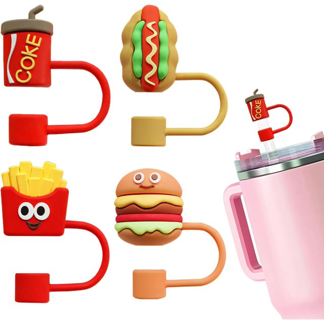 Paquete de 4 Cubiertas de Silicona para Pajitas para Stanley Tazas de 30 oz y 40 oz - Protector de Tapa de Gr Alimenticio de 10 mm para Pajitas Reutilizables
