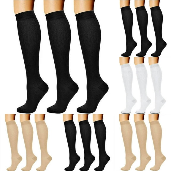 Fancifize Compression Socks for Women Circulation (3 Pairs) Casual Cotton Socks Support for Athletic Running Cycling Travel