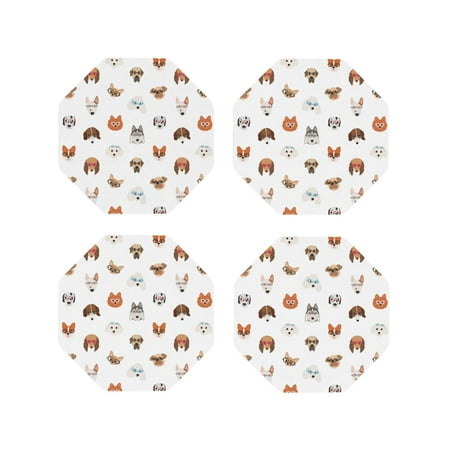 

Leather Coasters with Heat-resistant for Drinks Cute Dog Puppy Glasses -标题2 Octagon