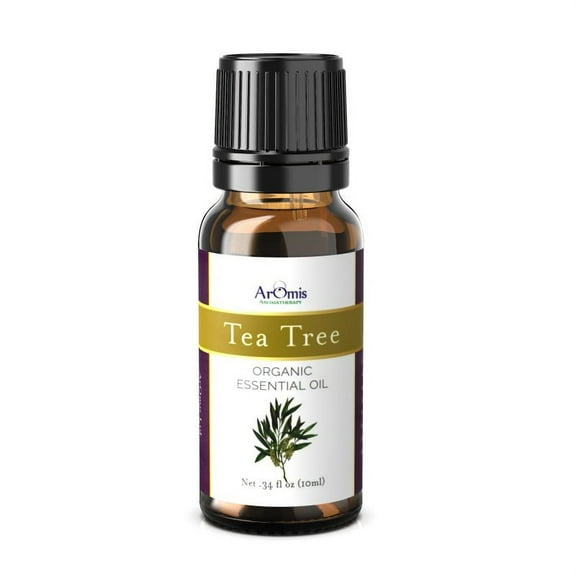 ArOmis Organic Tea Tree Essential Oil - USDA Certified - 100% Pure Therapeutic Grade - 10ml (.34 fl oz), Undiluted, Premium, Perfect for Aromatherapy Diffuser