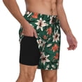 thumbnail image 2 of Kdxio Lilies Flowers Print Men's Swim Trunks with Compression Liner 7 Inch Inseam Quick Dry Swim Shorts, 2 of 7