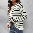 thumbnail image 5 of IROINNID Reduced Womens Sweater Round Neckline Pullover Sweater Stripes Comfy Mid-Length Long Sleeve Splicing Recreational Knitting Sweater Tops, 5 of 7