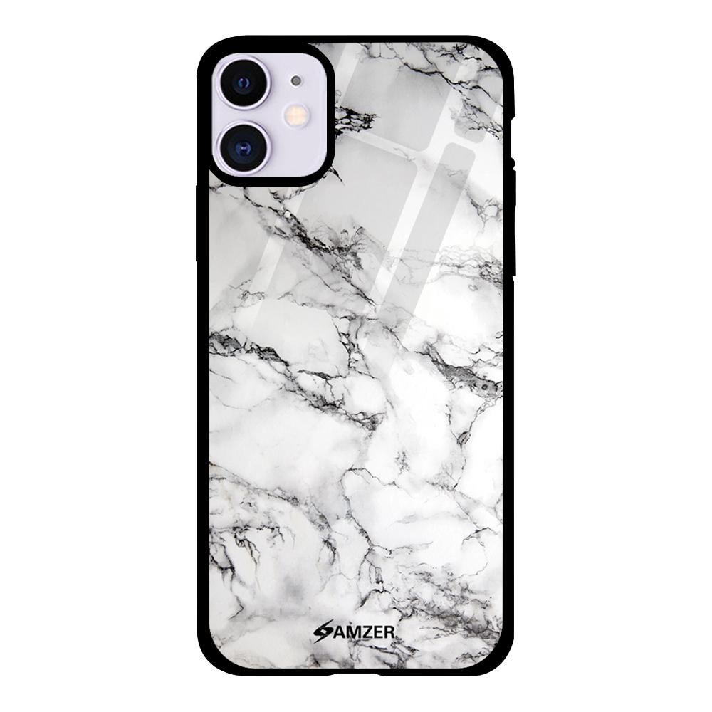 AMZER Glass Case for iPhone 11 HD Printed Hybrid TPU Cover Tempered