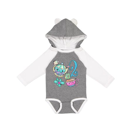 

Inktastic Cute Tea Party 2nd Birthday Gift Baby Boy or Baby Girl Long Sleeve Bodysuit