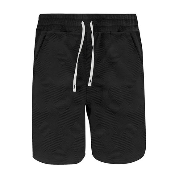toraway Black Men Cargo Pants Men Shorts Stripe Resort Shorts Elastic Waist Drawstring Style Holiday Beach Pants S
