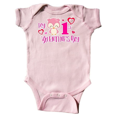 

Inktastic My 1st Valentines Day with Owl and Hearts Gift Baby Girl Bodysuit