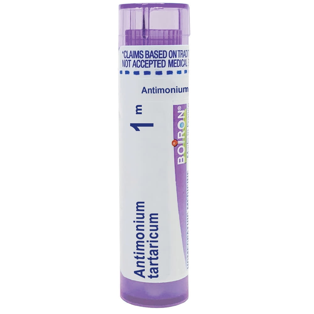 Boiron Antimonium Tartaricum 1M, Homeopathic Medicine for Thick Mucus And  Non Productive Cough, 80 Pellets 