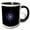 Black/White, variant on 3drose, Turquoise Purple on Black Object Abstract Fractal Light Art, 15oz Two-tone Blue Mug