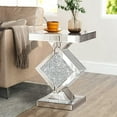 thumbnail image 6 of Crushed Diamond Mirrored End Table, Silver Side Accent Table, Small Mirrored Coffee Table for Living Room, Bedroom, 16"x16"x24", 6 of 7