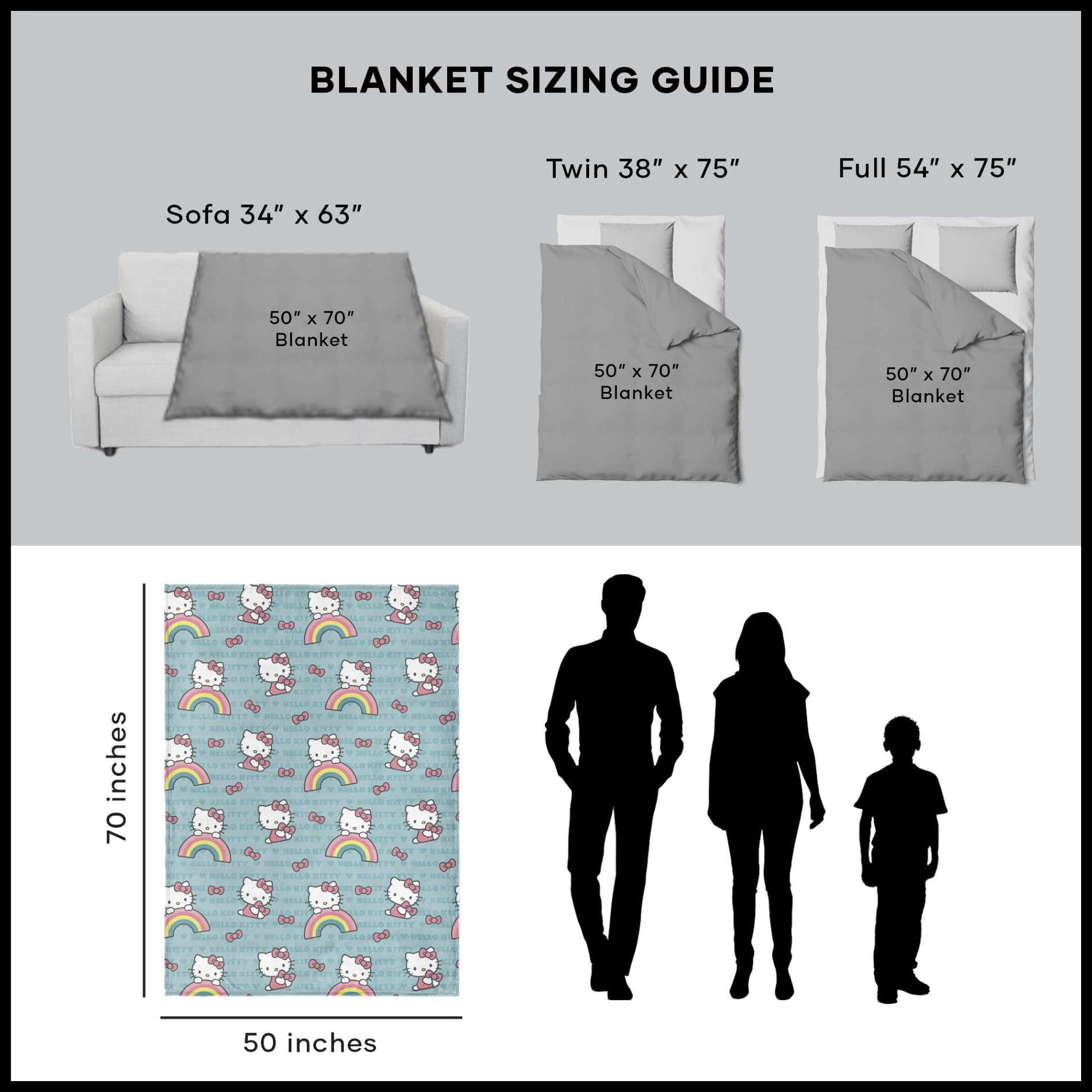 Sanrio Hello Kitty Bow So Sweet Kids Silk Touch Throw Blanket