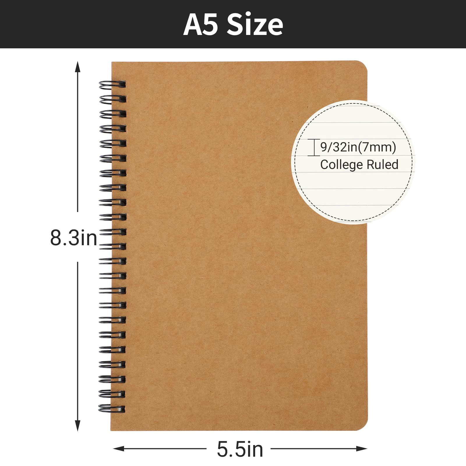 College Ruled Spiral Notebook  A5 12 Packs 5.5"x8.3" 120 Pages Lined Travel Writing Notebooks Journal Memo Notepad Sketchbook Students Office Business Subject Diary-3 Colors