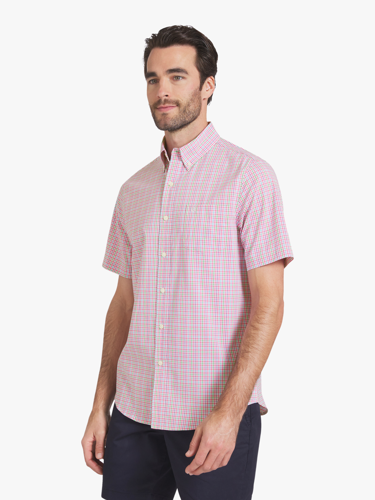 Chaps Men's & Big Men's Short Sleeve Easy Care Stretch Poplin Shirt, Sizes S-3XL
