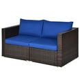thumbnail image 4 of Costway 4PCS Patio Rattan Corner Sofa Sectional Furniture Set Navy Cushion, 4 of 11