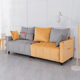 thumbnail image 5 of Living Room Sofas Velvet Modern 2-Seater Sofa, Light Grey & Yellow Two-Tone Sectional Couch with Contemporary Design, 82" Living Room Furniture, Easy Assembly , An Elegant Choice for Home Decoratio, 5 of 8