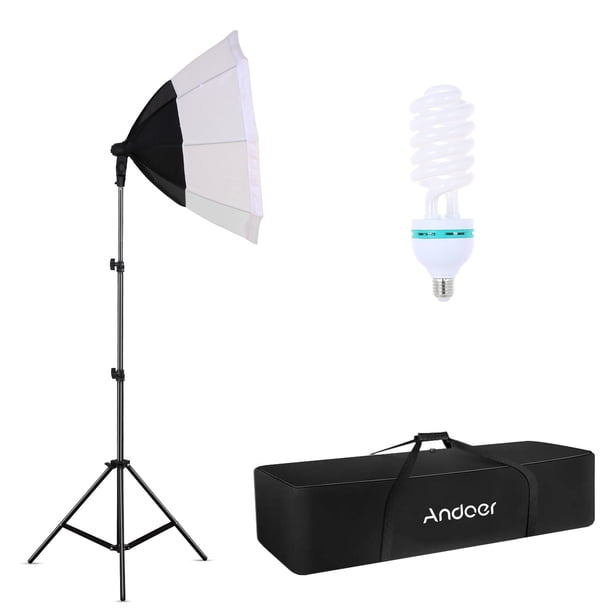 Kit de fotografía Andoer Professional Studio Photography Octagon Softbox Kit de luz LED con Softbox Octagon grande * 1 + Bombilla LED de 135W 5500K * 1 + Soporte de luz de 2M * 1 + Bolsa de transporte Andoer-2 Kit de fotografía