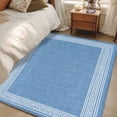 thumbnail image 5 of Sky Blue Retro Greek Key Large Area Rugs for Bedroom Living Room, Soft Non Slip Carpet Bedside Rug, Geometric Greece Ancient Farmhouse Rectangular Floor Cover Kitchen Accent Rug 4'x6' for Office, 5 of 9
