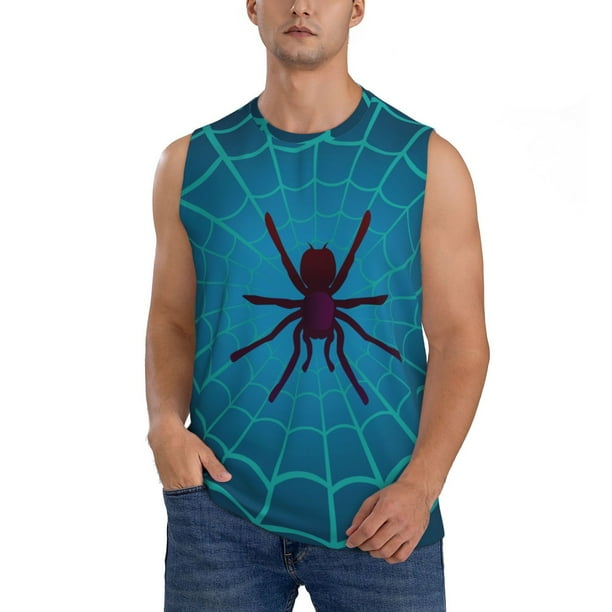 Fotbe Spider And Cobweb Men's Camiseta sin Mangas Estampada para Hombres, Playera Casual para Gimnasio, Entrenamiento, Playa-Small