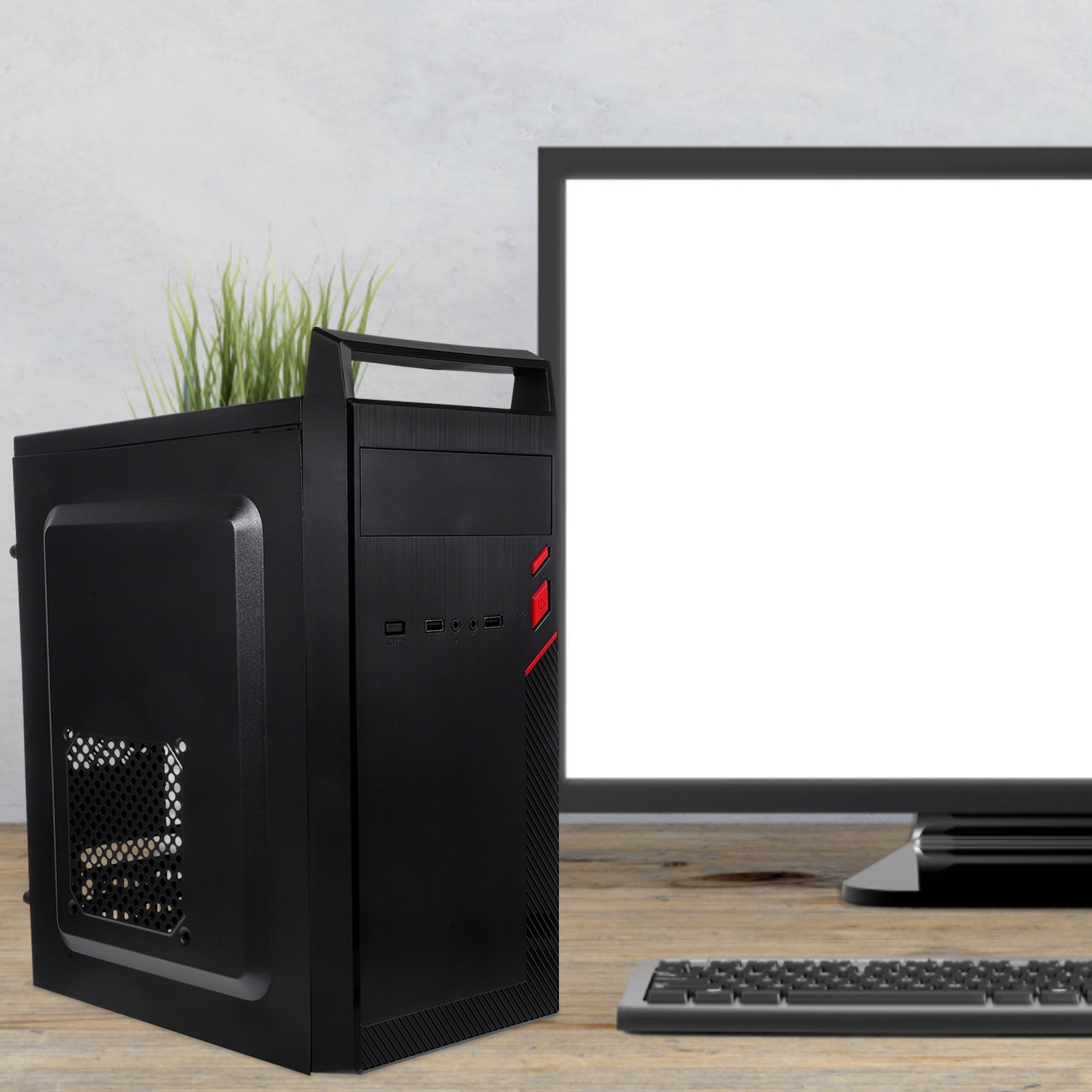 OUNONA Black PC Computer Case 1 Piece Computer Holder for Desktop Tower