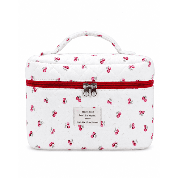 Gynky Large Capacity Makeup Bag, Floral Cotton Travel Cosmetic Bag and Toiletry Organizer
