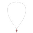 thumbnail image 4 of AeraVida Unisex Christian Cross of Faith Inlaid Red Coral Sterling Silver Necklace Anniversary Jewelry Gift, 4 of 6